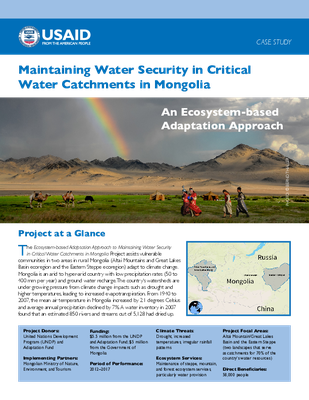 Case Study: Maintaining Water Security in Critical Water Catchments in Mongolia
