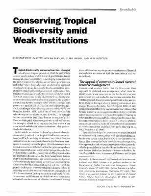 Conserving Tropical Biodiversity amid Weak Institutions 