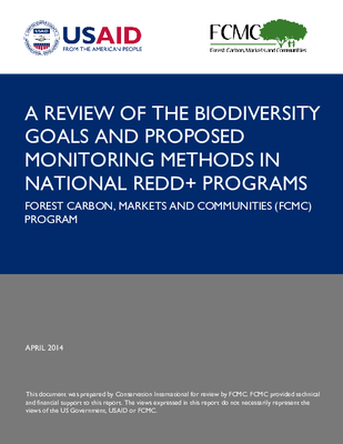 A Review of the Biodiversity Goals and Proposed Monitoring Methods in National REDD+ Programs
