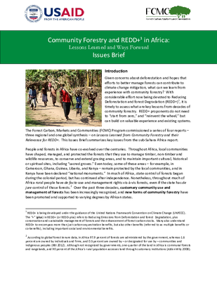 Lessons Learned from Community Forestry in Africa and Their Relevance for REDD+: Issues Brief