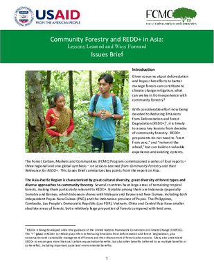  Lessons Learned from Community Forestry in Asia and Their Relevance for REDD+: Issues Brief