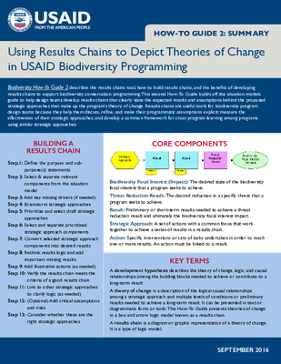 How-To-Guide 2 Summary: Using Results Chains to Depict Theories of Change in USAID Biodiversity Programming