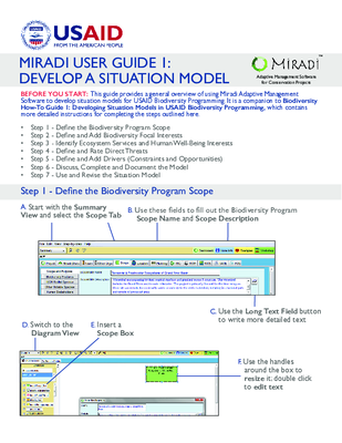 Miradi User Guide 1: Develop a Situation Model