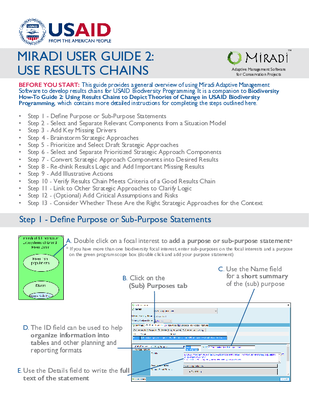 Miradi User Guide 2: Use Results Chains