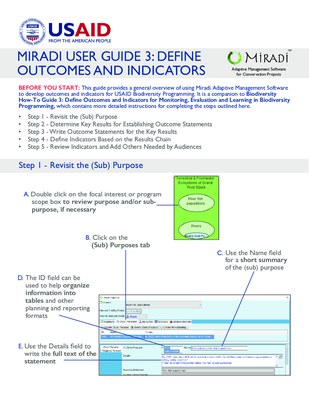 Miradi User Guide 3: Define Outcomes and Indicators