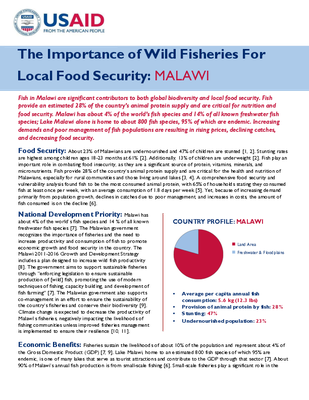The Importance of Wild Fisheries For Local Food Security: Malawi