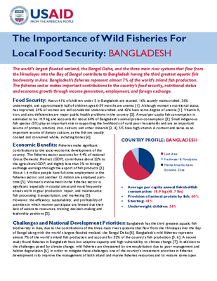 The Importance of Wild Fisheries For Local Food Security: Bangladesh