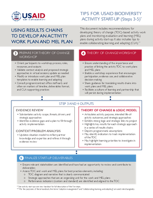 Tips for USAID Biodiversity Activity Start-Up (Steps 3-5)