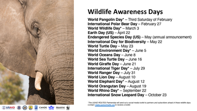Wildlife Awareness Days Calendar