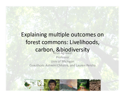 Explaining multiple outcomes on forest commons: Livelihoods, carbon, & biodiversity