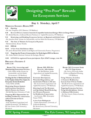 Designing "Pro-Poor" Rewards for Ecosystem Services: 2008 LTC Forum agenda