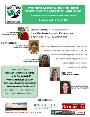 Integrating Geospatial and Field-based Science to Assess Biodiversity Conservation: A Special Forum of Women Research Leaders