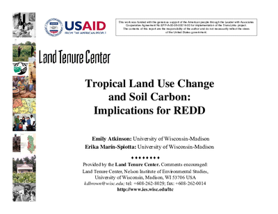 Tropical Land Use Change and Soil Carbon: Implications for REDD (Presentation)