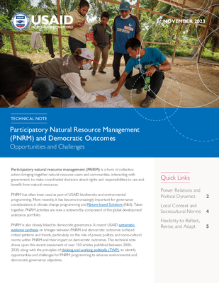 Participatory Natural Resource Management and Democratic Outcomes: Opportunities and Challenges