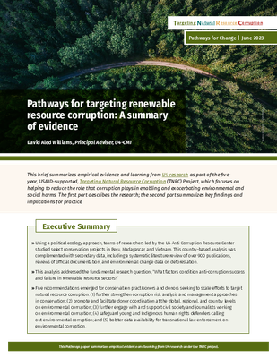 Pathways for Targeting Renewable Resource Corruption: A Summary of Evidence