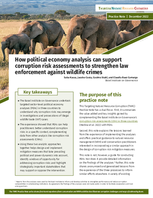How Political Economy Analysis Can Support Corruption Risk Assessments to Strengthen Law Enforcement Against Wildlife Crimes