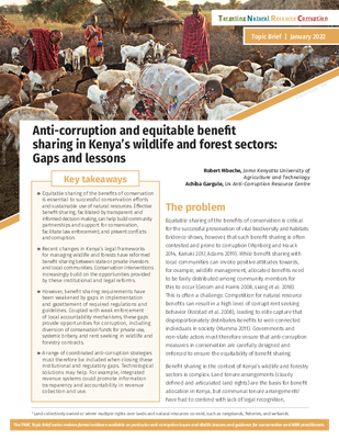Anti-corruption and equitable benefit sharing in Kenya’s wildlife and forest sectors
