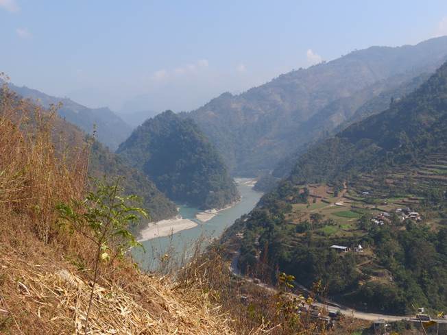 The confluence of the Trishuli and Seti rivers in the Chitwan-Annapurna Landscape