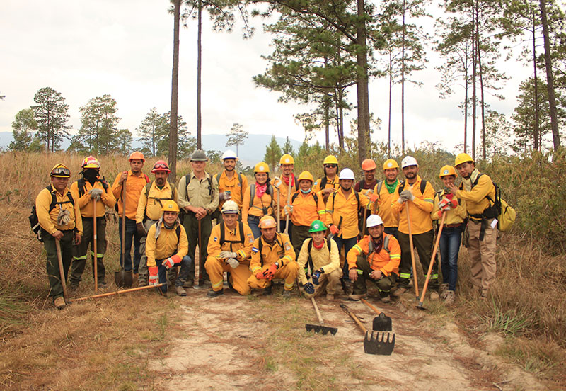 A group of USFS-certified Honduran professional firefighters
