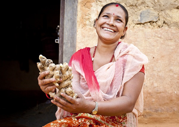 Radhika B.K. sells ginger through her women‚ cooperative